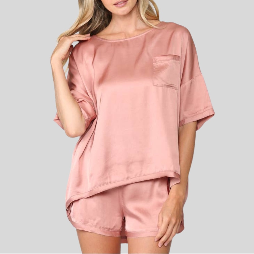 Blush Satin Pajama Set